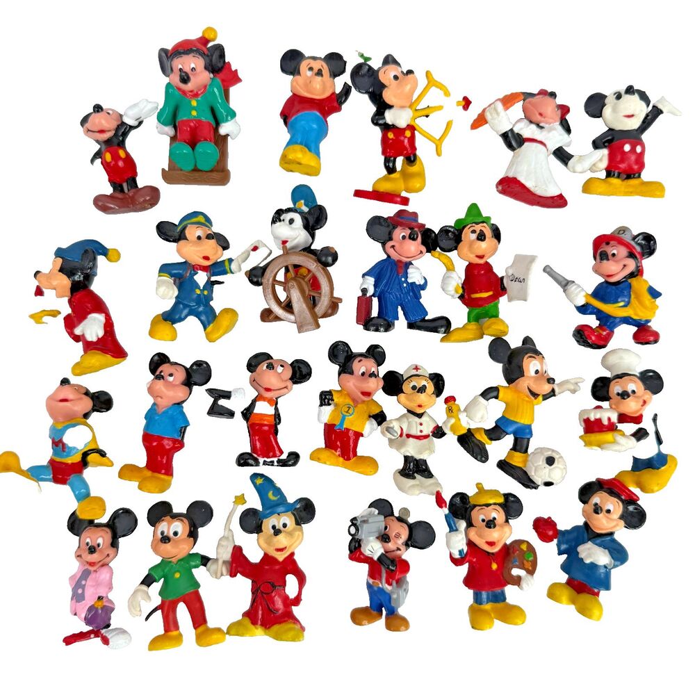 Vintage Disney Mickey Mouse 1980's PVC Figurine Lot of 25 Costumes Applause 2"